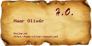 Haar Olivér névjegykártya